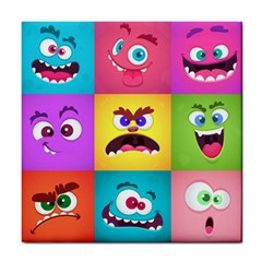 Monsters Emotions Scary Faces Masks With Mouth Eyes Aliens Monsters Emoticon Set Tile Coaster by Jancukart