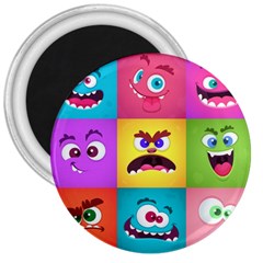 Monsters Emotions Scary Faces Masks With Mouth Eyes Aliens Monsters Emoticon Set 3  Magnets