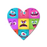 Monsters Emotions Scary Faces Masks With Mouth Eyes Aliens Monsters Emoticon Set Heart Magnet Front