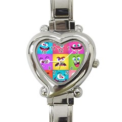 Monsters Emotions Scary Faces Masks With Mouth Eyes Aliens Monsters Emoticon Set Heart Italian Charm Watch