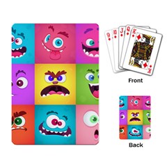 Monsters Emotions Scary Faces Masks With Mouth Eyes Aliens Monsters Emoticon Set Playing Cards Single Design (rectangle) by Jancukart