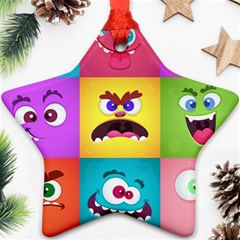 Monsters Emotions Scary Faces Masks With Mouth Eyes Aliens Monsters Emoticon Set Star Ornament (two Sides)