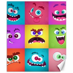 Monsters Emotions Scary Faces Masks With Mouth Eyes Aliens Monsters Emoticon Set Canvas 8  X 10  by Jancukart