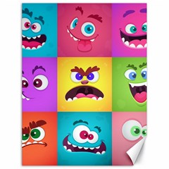 Monsters Emotions Scary Faces Masks With Mouth Eyes Aliens Monsters Emoticon Set Canvas 18  X 24  by Jancukart