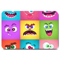 Monsters Emotions Scary Faces Masks With Mouth Eyes Aliens Monsters Emoticon Set Large Doormat  by Jancukart