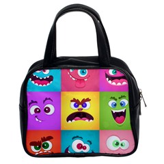 Monsters Emotions Scary Faces Masks With Mouth Eyes Aliens Monsters Emoticon Set Classic Handbag (two Sides)