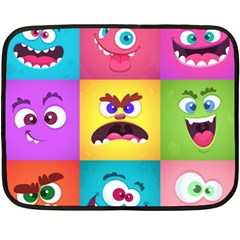 Monsters Emotions Scary Faces Masks With Mouth Eyes Aliens Monsters Emoticon Set Double Sided Fleece Blanket (mini) 