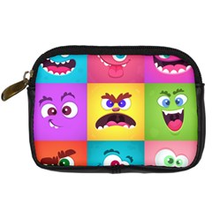 Monsters Emotions Scary Faces Masks With Mouth Eyes Aliens Monsters Emoticon Set Digital Camera Leather Case