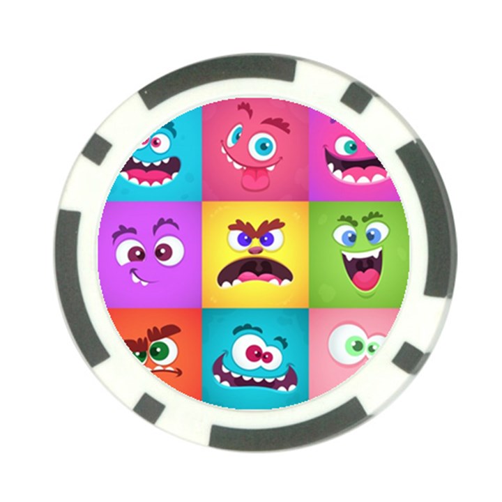 Monsters Emotions Scary Faces Masks With Mouth Eyes Aliens Monsters Emoticon Set Poker Chip Card Guard (10 pack)