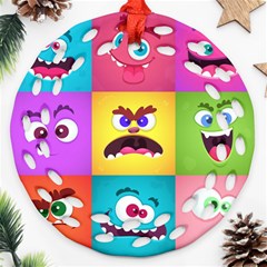 Monsters Emotions Scary Faces Masks With Mouth Eyes Aliens Monsters Emoticon Set Ornament (round Filigree)