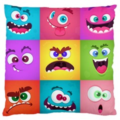 Monsters Emotions Scary Faces Masks With Mouth Eyes Aliens Monsters Emoticon Set Large Cushion Case (one Side)