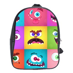 Monsters Emotions Scary Faces Masks With Mouth Eyes Aliens Monsters Emoticon Set School Bag (xl)