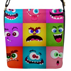 Monsters Emotions Scary Faces Masks With Mouth Eyes Aliens Monsters Emoticon Set Flap Closure Messenger Bag (s) by Jancukart