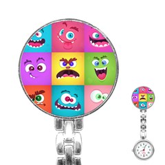 Monsters Emotions Scary Faces Masks With Mouth Eyes Aliens Monsters Emoticon Set Stainless Steel Nurses Watch