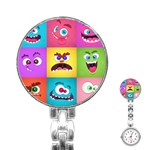 Monsters Emotions Scary Faces Masks With Mouth Eyes Aliens Monsters Emoticon Set Stainless Steel Nurses Watch Front