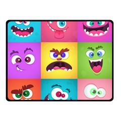 Monsters Emotions Scary Faces Masks With Mouth Eyes Aliens Monsters Emoticon Set Double Sided Fleece Blanket (small)  by Jancukart