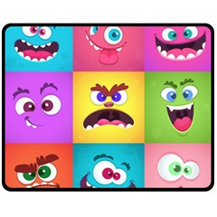 Monsters Emotions Scary Faces Masks With Mouth Eyes Aliens Monsters Emoticon Set Double Sided Fleece Blanket (medium)  by Jancukart