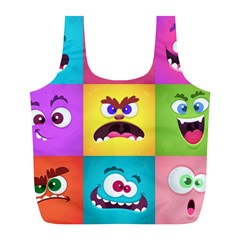 Monsters Emotions Scary Faces Masks With Mouth Eyes Aliens Monsters Emoticon Set Full Print Recycle Bag (l) by Jancukart