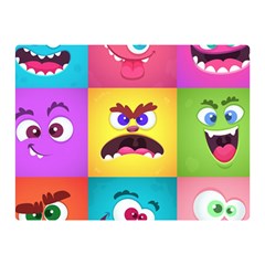 Monsters Emotions Scary Faces Masks With Mouth Eyes Aliens Monsters Emoticon Set Double Sided Flano Blanket (mini)  by Jancukart