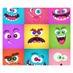 Monsters Emotions Scary Faces Masks With Mouth Eyes Aliens Monsters Emoticon Set Double Sided Flano Blanket (small)  by Jancukart