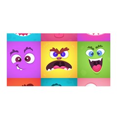 Monsters Emotions Scary Faces Masks With Mouth Eyes Aliens Monsters Emoticon Set Satin Wrap 35  X 70  by Jancukart