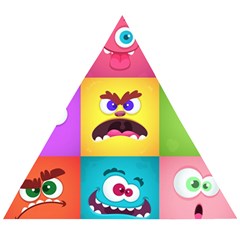 Monsters Emotions Scary Faces Masks With Mouth Eyes Aliens Monsters Emoticon Set Wooden Puzzle Triangle by Jancukart