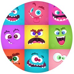 Monsters Emotions Scary Faces Masks With Mouth Eyes Aliens Monsters Emoticon Set Wooden Bottle Opener (round) by Jancukart