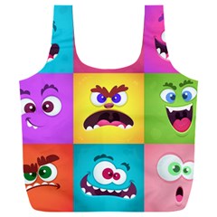 Monsters Emotions Scary Faces Masks With Mouth Eyes Aliens Monsters Emoticon Set Full Print Recycle Bag (xxxl)