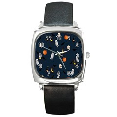 Halloween Ghost Pumpkin Bat Skull Square Metal Watch by artworkshop