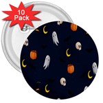 Halloween Ghost Pumpkin Bat Skull 3  Buttons (10 pack)  Front