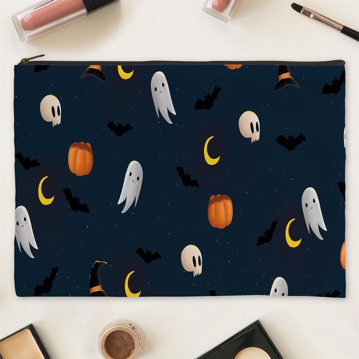 Halloween Ghost Pumpkin Bat Skull Cosmetic Bag (XXXL)