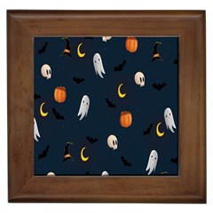 Halloween Ghost Pumpkin Bat Skull Framed Tile by artworkshop