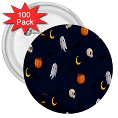 Halloween Ghost Pumpkin Bat Skull 3  Buttons (100 Pack)  by artworkshop