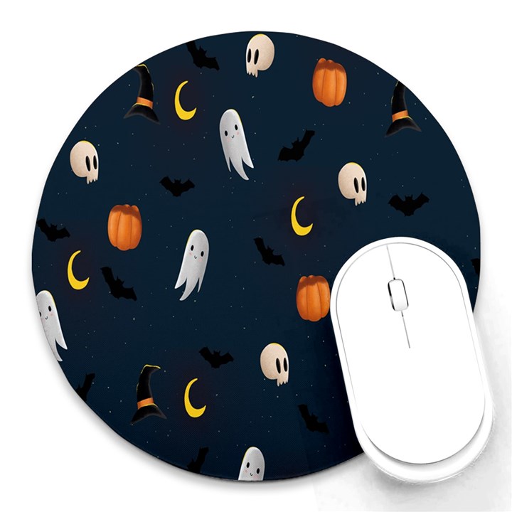 Halloween Ghost Pumpkin Bat Skull Round Mousepads