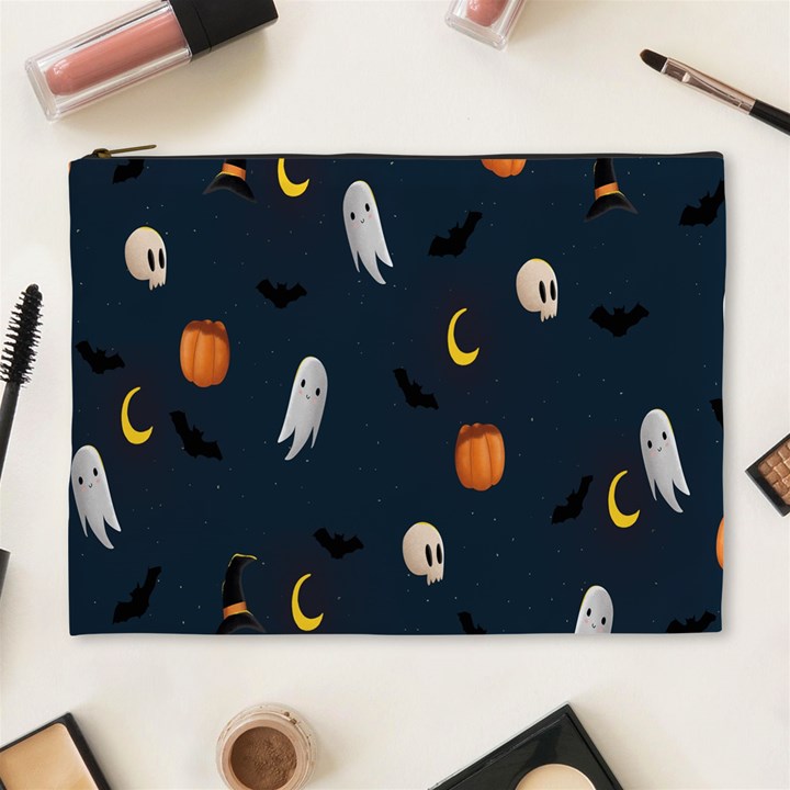 Halloween Ghost Pumpkin Bat Skull Cosmetic Bag (XL)