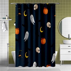 Halloween Ghost Pumpkin Bat Skull Shower Curtain 48  X 72  (small)  by artworkshop