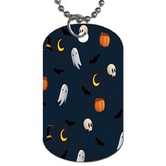 Halloween Ghost Pumpkin Bat Skull Dog Tag (one Side) by artworkshop