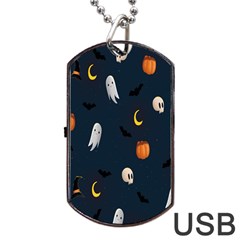 Halloween Ghost Pumpkin Bat Skull Dog Tag Usb Flash (one Side) by artworkshop