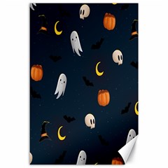 Halloween Ghost Pumpkin Bat Skull Canvas 24  X 36  by artworkshop