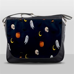 Halloween Ghost Pumpkin Bat Skull Messenger Bag by artworkshop