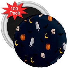 Halloween Ghost Pumpkin Bat Skull 3  Magnets (100 Pack) by artworkshop