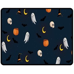 Halloween Ghost Pumpkin Bat Skull Double Sided Fleece Blanket (medium)  by artworkshop