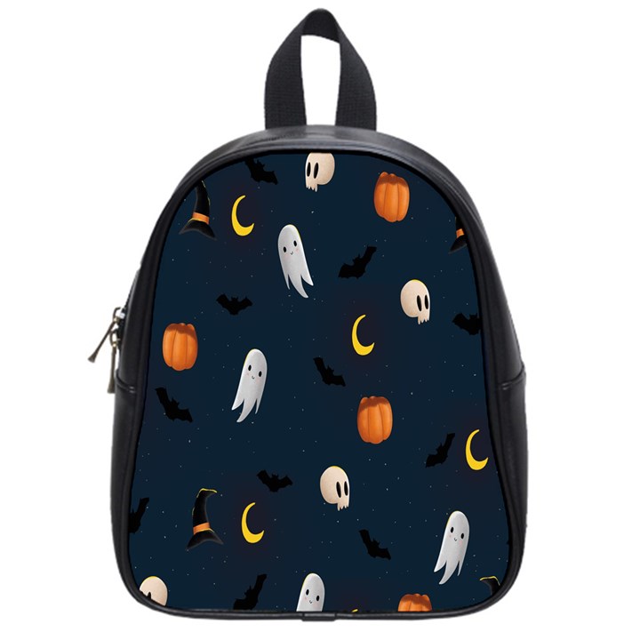 Halloween Ghost Pumpkin Bat Skull School Bag (Small)