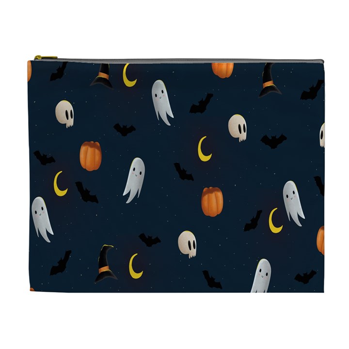 Halloween Ghost Pumpkin Bat Skull Cosmetic Bag (XL)