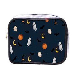 Halloween Ghost Pumpkin Bat Skull Mini Toiletries Bag (one Side) by artworkshop