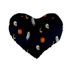 Halloween Ghost Pumpkin Bat Skull Standard 16  Premium Flano Heart Shape Cushions by artworkshop