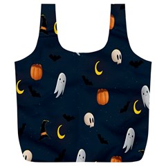 Halloween Ghost Pumpkin Bat Skull Full Print Recycle Bag (xl) by artworkshop