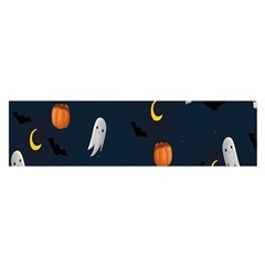 Halloween Ghost Pumpkin Bat Skull Oblong Satin Scarf (16  X 60 ) by artworkshop