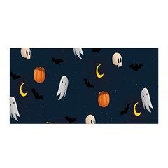 Halloween Ghost Pumpkin Bat Skull Satin Wrap 35  X 70  by artworkshop