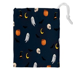 Halloween Ghost Pumpkin Bat Skull Drawstring Pouch (4xl) by artworkshop